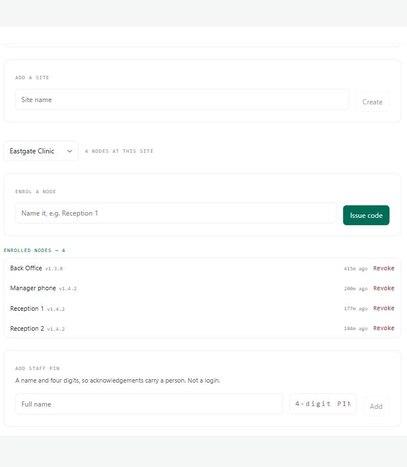 Device list for one site